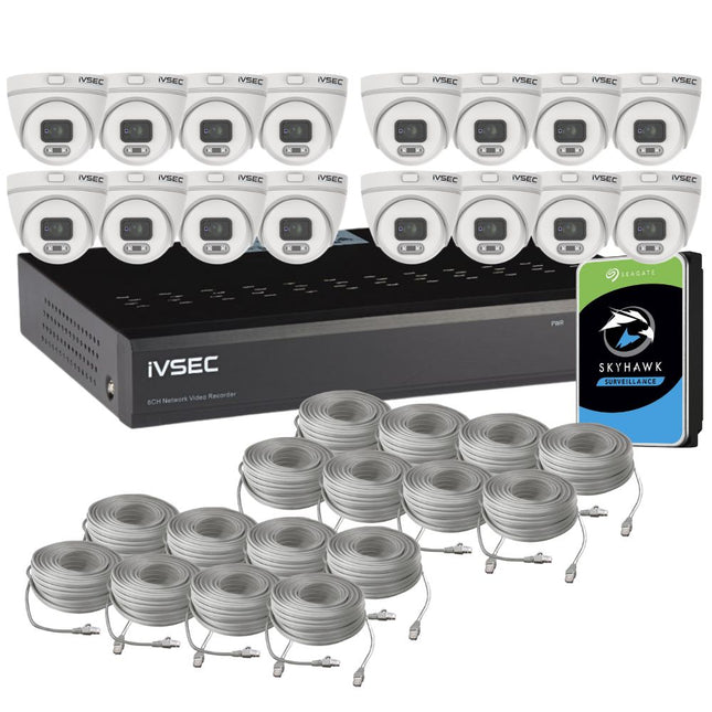 IVSEC Security System: 16x 4MP Turrets, 16-Channel 12MP NVR, SMD