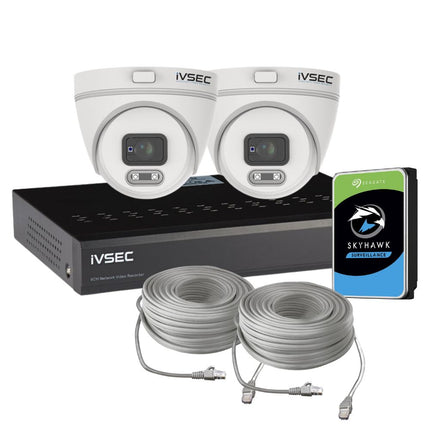 IVSEC Security System: 2x 4MP Turrets, 4-Channel 8MP NVR, SMD