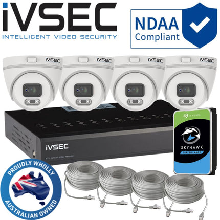 IVSEC Security System: 4x 4MP Turrets, 4-Channel 8MP NVR, SMD