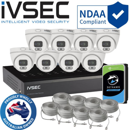 IVSEC Security System: 8x 4MP Turrets, 8-Channel 12MP NVR, SMD