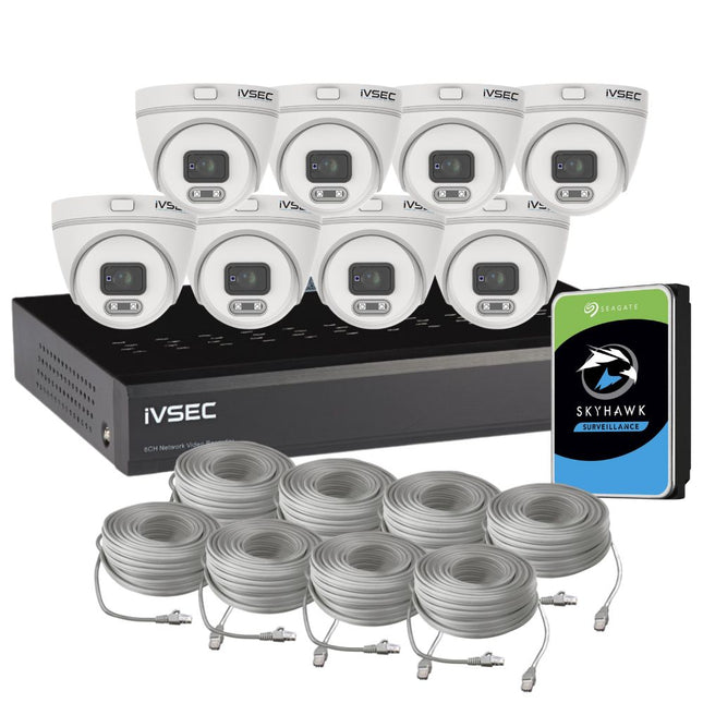 IVSEC Security System: 8x 4MP Turrets, 8-Channel 12MP NVR, SMD