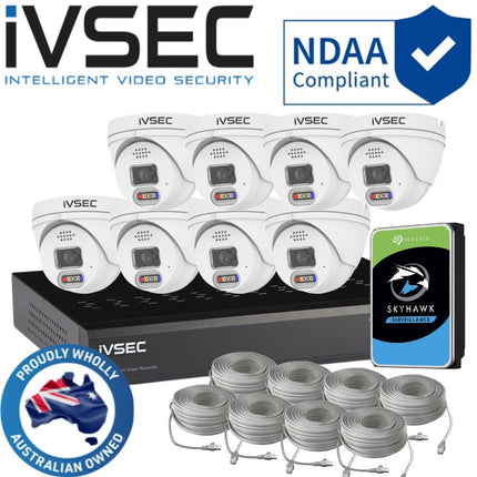 IVSEC Security System: 8x 4MP Adv. Deter, Turrets, 8-Channel 12MP NVR, SMD