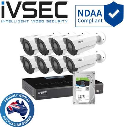 IVSEC Security Kits: LX Series KIT 8 X NC317XC 5MP IP CAM + NR308XC-2TB 8 x PoE NVR 4K, IVS- LVK-317-08-BUN