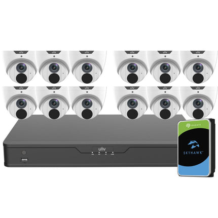 Uniview EasyStar Security System: 12x 6MP Turret Cams, 16CH 4K NVR + HDD