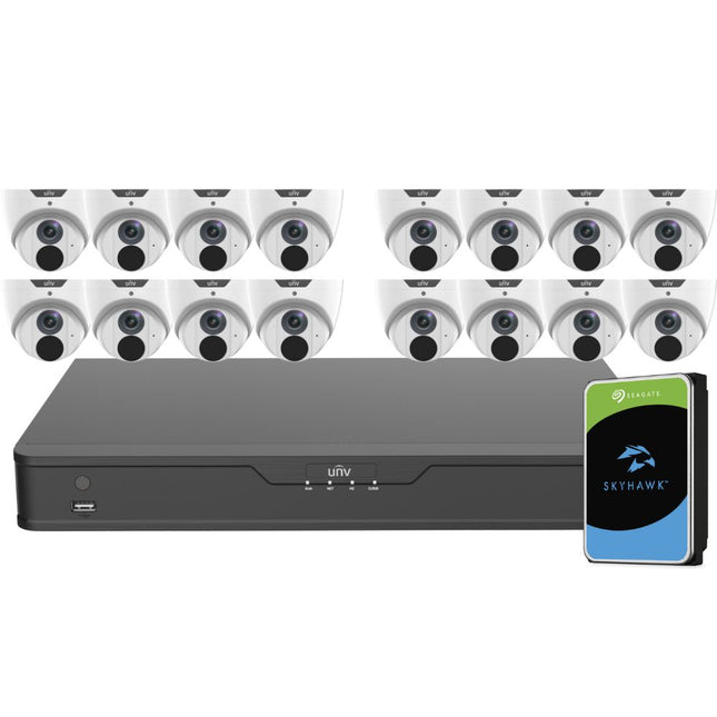 Uniview LightHunter Security System: 16x 6MP Turret Cams, 16CH 4K NVR + HDD