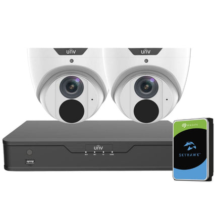 Uniview EasyStar Security System: 2x 6MP Turret Cams, 4CH 4K NVR + HDD