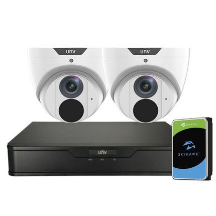 Uniview EasyStar Security System: 2x 6MP Turret Cams, 4CH 4K NVR + HDD