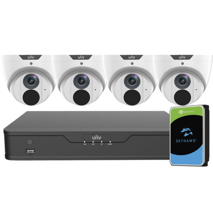 Uniview EasyStar Security System: 4x 6MP Turret Cams, 4CH 4K NVR + HDD