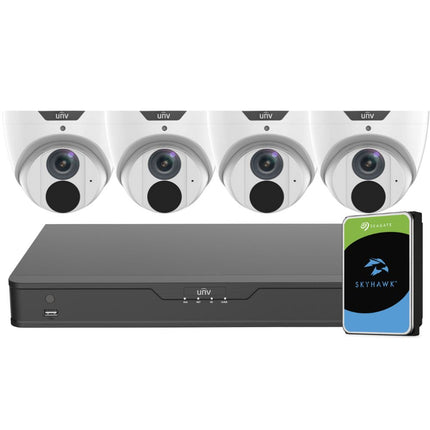 Uniview EasyStar Security System: 4x 6MP Turret Cams, 4CH 4K NVR + HDD