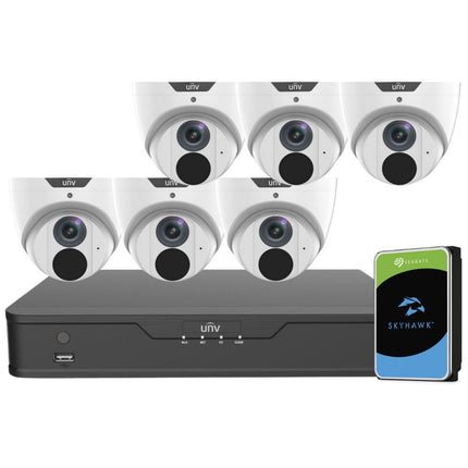 Uniview EasyStar Security System: 6x 6MP Turret Cams, 8CH 4K NVR + HDD