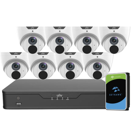 Uniview EasyStar Security System: 8x 6MP Turret Cams, 8CH 4K NVR + HDD