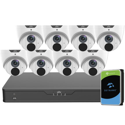 Uniview EasyStar Security System: 8x 6MP Turret Cams, 8CH 4K NVR + HDD