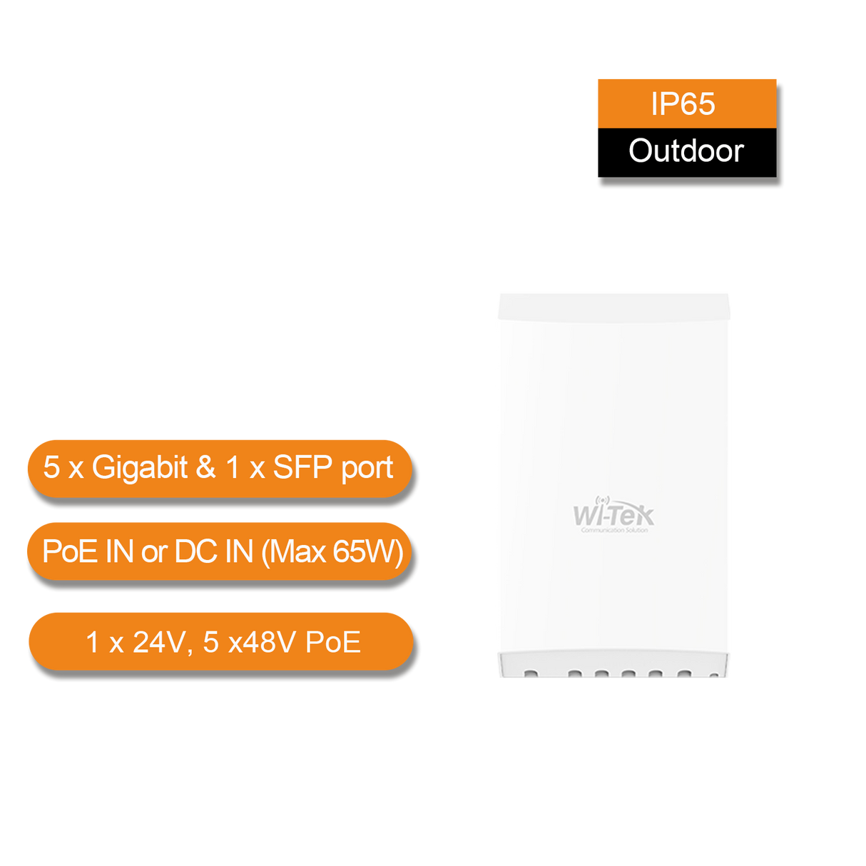 Wi-Tek WI-PS306GF-O-DC Outdoor Giga 4 Ports PoE Switch