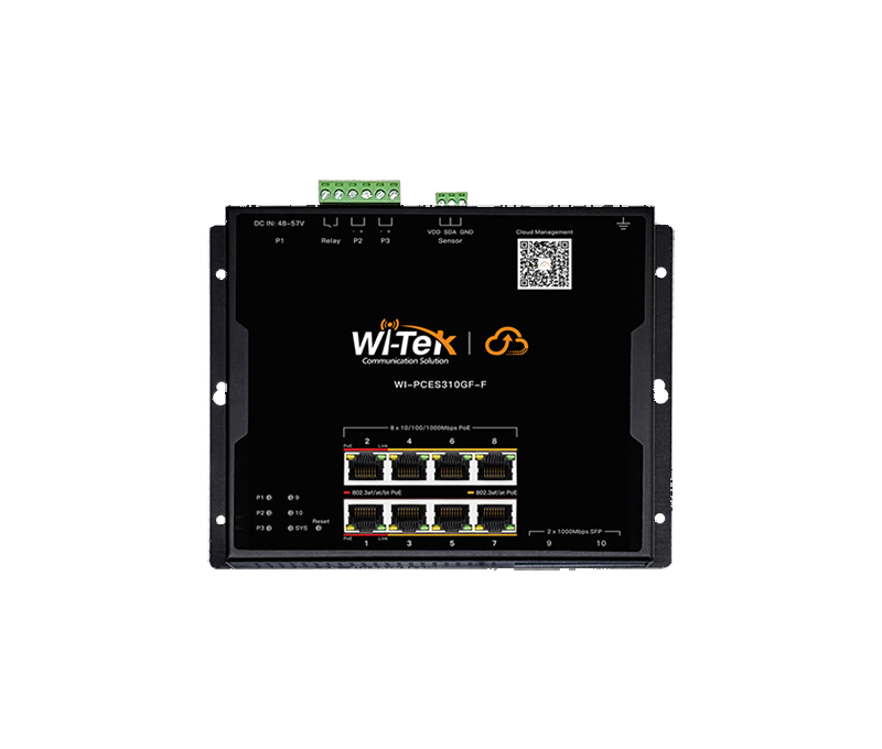 Wi-Tek Industrial Cloud 8 Ports Flat-Type PoE Switch - WI-PCES310GF-F