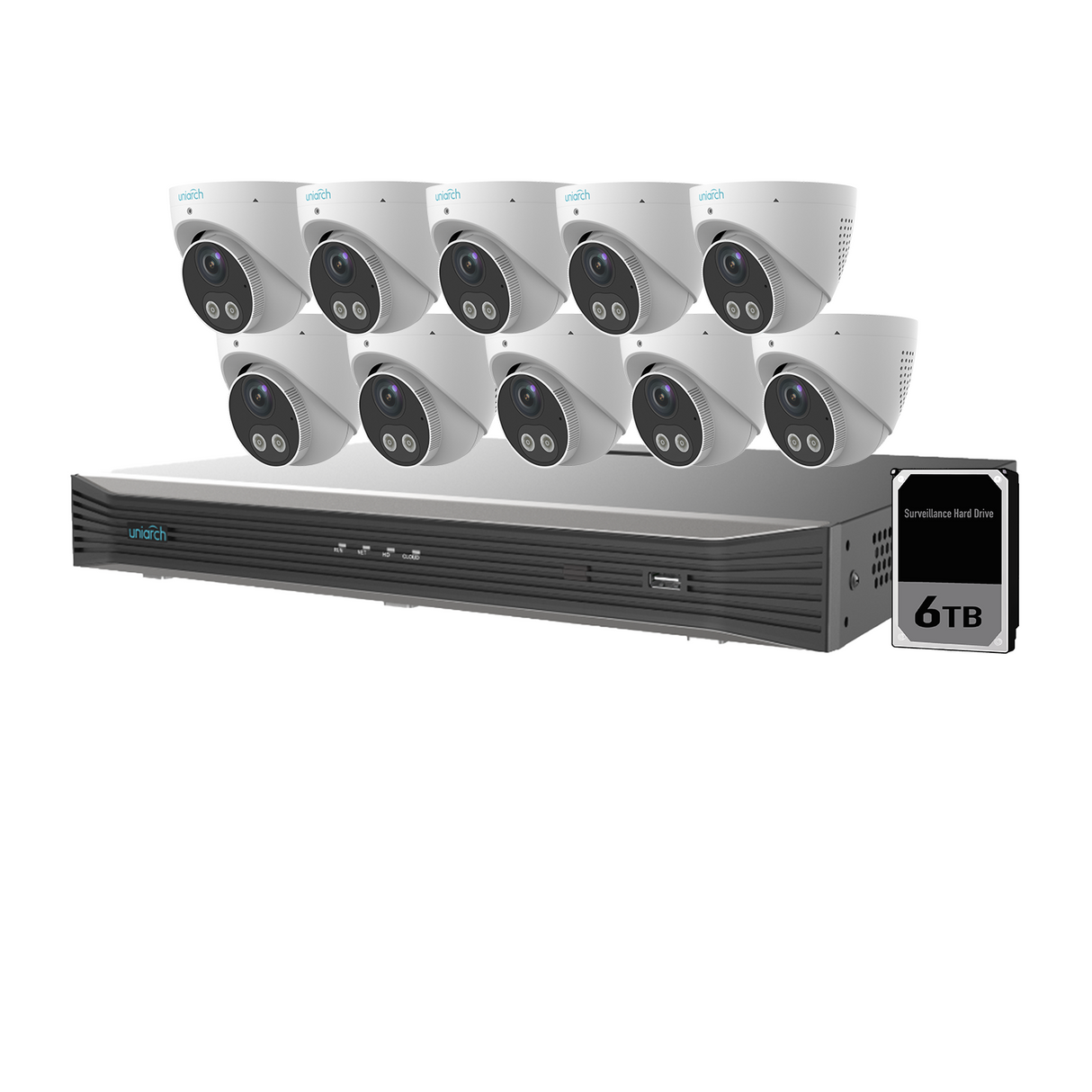 Uniarch 5MP 16CH AIOC with 10 x AIOC Cameras - K51610AIOC