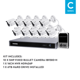 Vivotek 10 Camera Kit: 10x 5MP Bullet, 16CH AI NVR, 6TB HDD