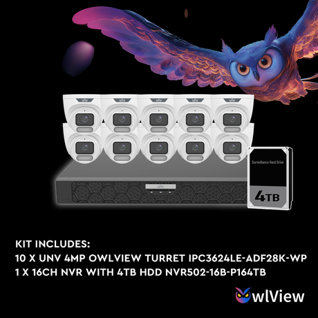 Uniview OWLVIEW-K41610 OwlView 4MP 16CH Kit with 10 x OwlView Turret Cameras