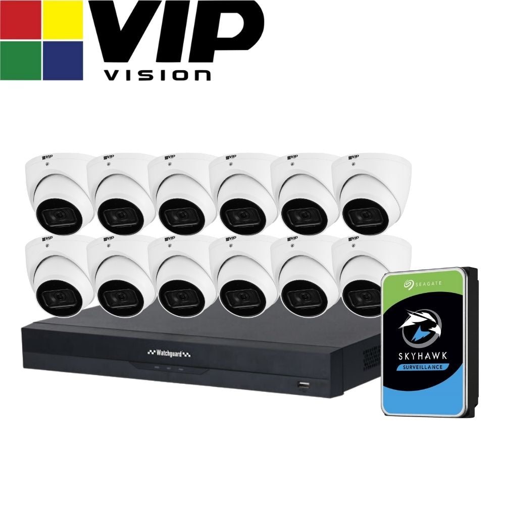 VIP Vision AI Security System: 12x 6MP AI Turret Cams, 16MP WatchGuard 16CH AI NVR