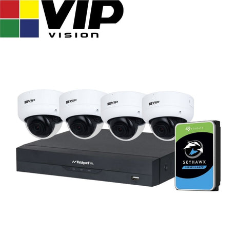 VIP Vision AI Security System: 4x 8MP AI Dome Cams, 16MP WatchGuard 4CH AI NVR