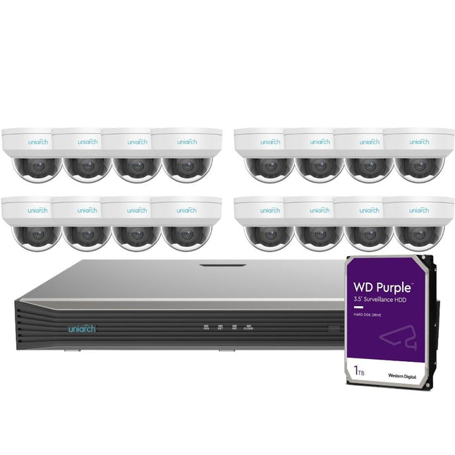 Uniarch Security System: 16-Channel NVR Pro, 16 X 6MP Dome, EasyStar