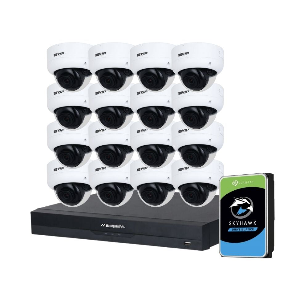 VIP Vision AI Security System: 16x 6MP AI Dome Cams, 16MP WatchGuard 16CH AI NVR