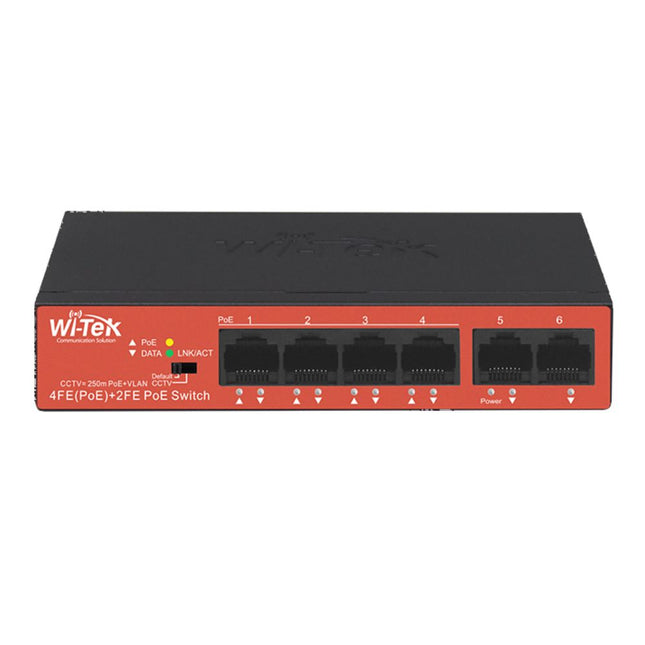 Wi-Tek 4FE + 2FE UPLINK PORTS 250M LONG RANGE POE SWITCH WITH 4POE PORT - WI-PS205H V2