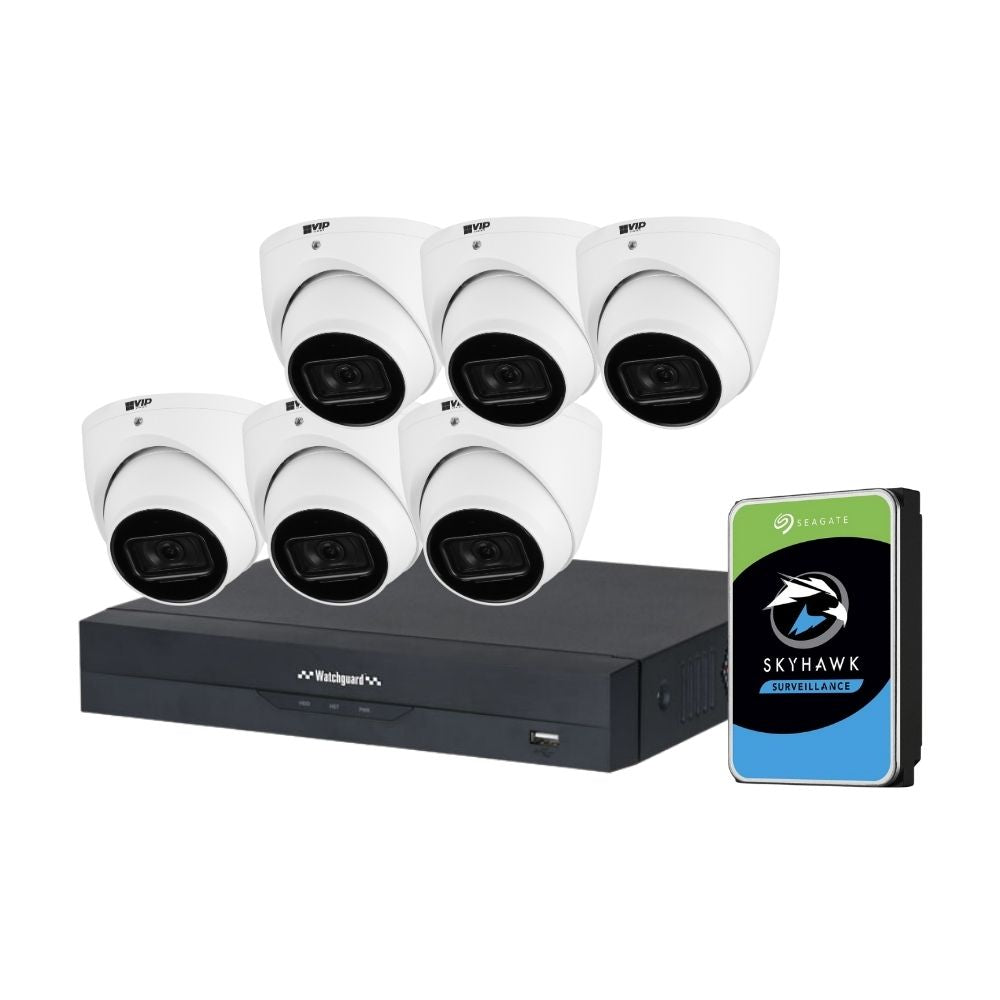 VIP Vision AI Security System: 6x 6MP AI Turret Cams, 16MP WatchGuard 8CH AI NVR