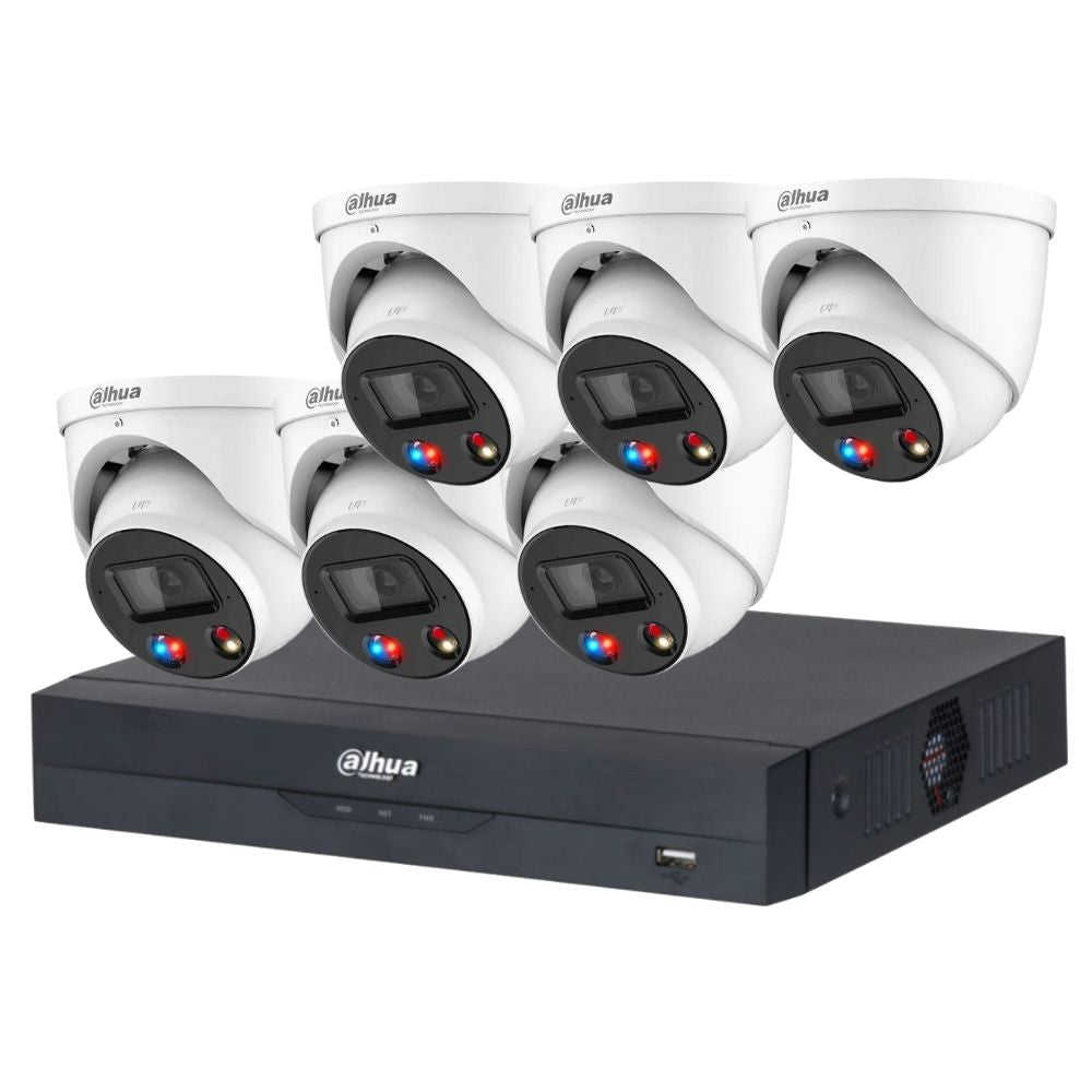 Dahua AI TiOC Security System: 6x 8MP TiOC 2.0 Turrets, 8CH 16MP WizSense NVR, SMD 4.0