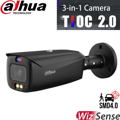 Dahua AI TiOC Security System: 10x 6MP TiOC 2.0 Black Bullets, 16CH 16MP WizSense NVR, SMD 4.0