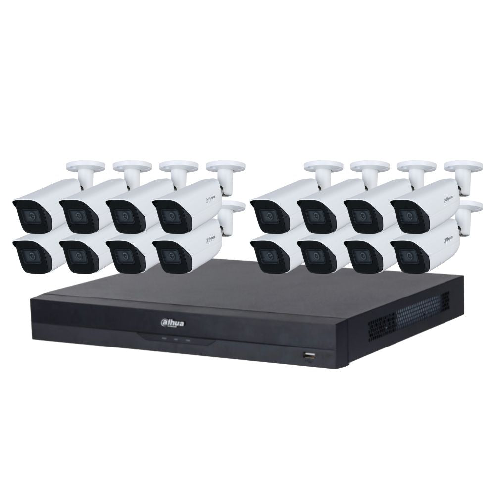 Dahua 2023 Full AI Security System: 16x 6MP Bullet 3X66 Cams, 16CH 16MP WizSense NVR