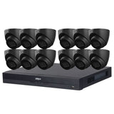 Dahua 2023 Full AI Security System: 12x 8MP Black Turret 3X66 Cams, 16CH 16MP WizSense NVR